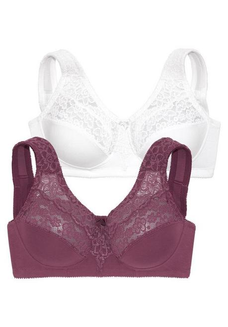 PETITE FLEUR Doppelpack Entlastungs-BHs mit Spitze - burgund+weiß sheego Riesige Ersparnisse