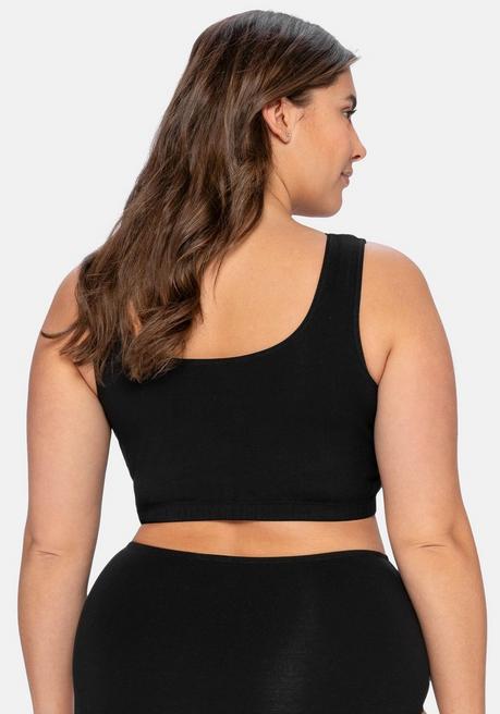 sheego BH ohne Bügel in Bustier-Form, mit Spitzenborte - schwarz sheego VIP-Rabatte