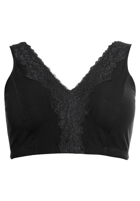 sheego BH ohne Bügel in Bustier-Form, mit Spitzenborte - schwarz sheego VIP-Rabatte