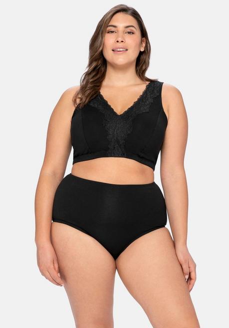 sheego BH ohne Bügel in Bustier-Form, mit Spitzenborte - schwarz sheego VIP-Rabatte