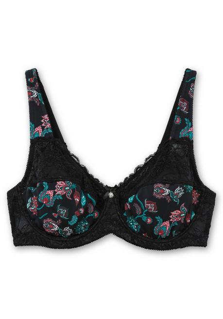 sheego Bügel-BH mit Paisleydruck und Spitze - schwarz bedruckt sheego JETZT KAUFEN
