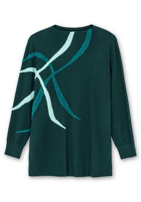sheego Pullover mit Flauschgarn-Intarsien - tiefgrün gemustert sheego Discount Store für neue Produkte