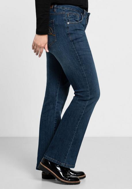 sheego Bootcut-Jeans in 5-Pocket-Form, mit Used-Effekten - dark blue Denim sheego Clearance-Verkauf