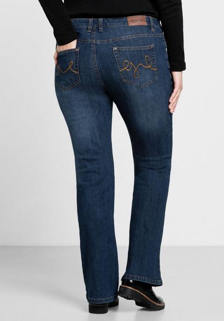 sheego Bootcut-Jeans in 5-Pocket-Form, mit Used-Effekten - dark blue Denim sheego Clearance-Verkauf