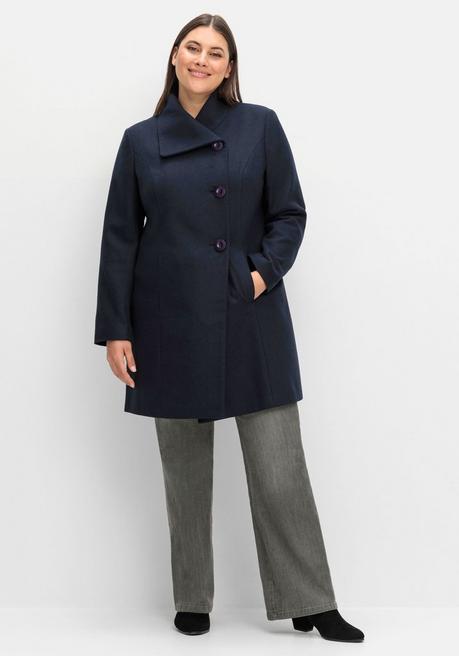 sheego Kurzmantel mit asymmetrischem Kragen - tiefblau sheego Kostenloser Versand international