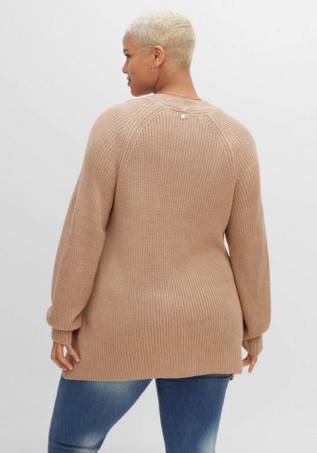 sheego Pullover mit Kaschmir, in leichter A-Linie - cappuccino meliert sheego Fabrikladen