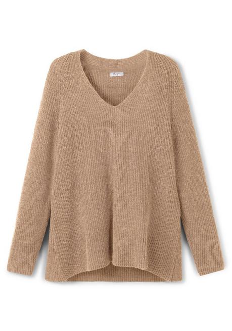 sheego Pullover mit Kaschmir, in leichter A-Linie - cappuccino meliert sheego Fabrikladen