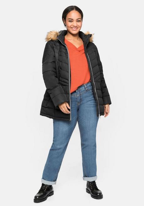 sheego Steppjacke mit abnehmbarer Kapuze - schwarz sheego Begrenzt auf 3 Tage
