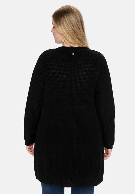 sheego Cardigan aus Grobstrick, in offener Form - schwarz sheego Black Friday Preise