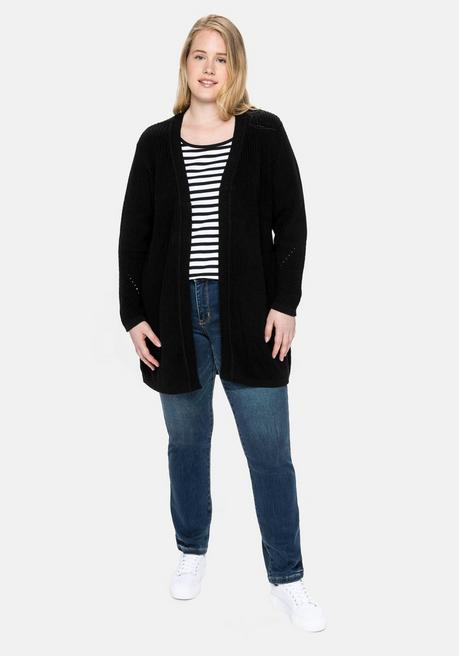 sheego Cardigan aus Grobstrick, in offener Form - schwarz sheego Black Friday Preise