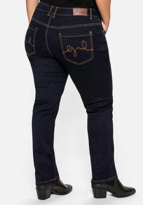 sheego Schmale Stretch-Jeans im 5-Pocket-Stil - blue black Denim sheego Im Verkauf
