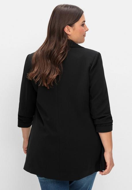 sheego Langer Blazer mit Schalkragen und gerafftem 3/4-Arm - schwarz sheego Angebote