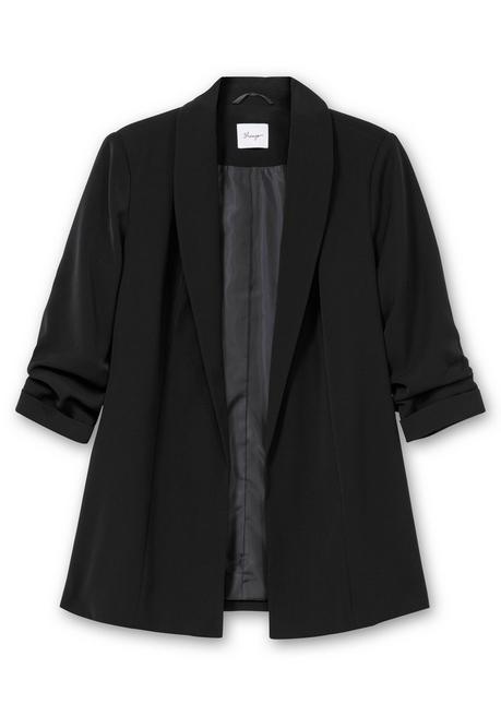 sheego Langer Blazer mit Schalkragen und gerafftem 3/4-Arm - schwarz sheego Angebote