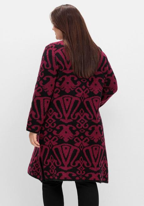 sheego by Joe Browns Offene Longstrickjacke mit Jacquardmuster - schwarz gemustert sheego im Angebot