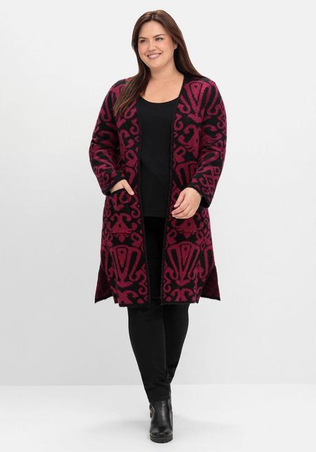 sheego by Joe Browns Offene Longstrickjacke mit Jacquardmuster - schwarz gemustert sheego im Angebot