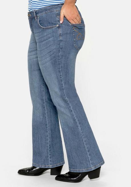 sheego Bootcut-Jeans in 5-Pocket-Form, mit Used-Effekten - blue Denim sheego Meist gekauft