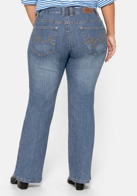 sheego Bootcut-Jeans in 5-Pocket-Form, mit Used-Effekten - blue Denim sheego Meist gekauft