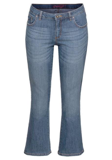 sheego Bootcut-Jeans in 5-Pocket-Form, mit Used-Effekten - blue Denim sheego Meist gekauft