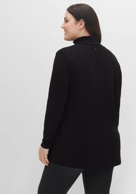 sheego Langarmshirt mit Rollkragen, in A-Linie - schwarz sheego Blitzverkäufe