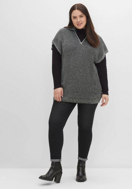 sheego Langarmshirt mit Rollkragen, in A-Linie - schwarz sheego Blitzverkäufe