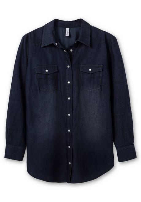 sheego Jeansbluse mit Knopfleiste und Brusttaschen - dark blue Denim sheego Limitierter Zeitrabatt