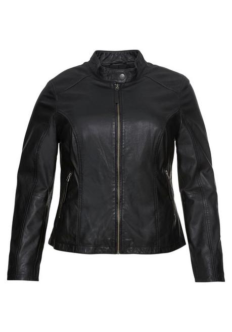 sheego Lederjacke aus Lammnappa, mit Stehkragen - schwarz sheego Sonderangebot