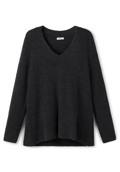 sheego Pullover mit Kaschmir, in leichter A-Linie - schwarz meliert sheego Rabatt