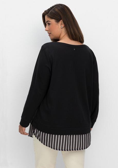 sheego 2-in-1-Langarmshirt mit Ansatz aus Blusenstoff - schwarz sheego Günstig kaufen