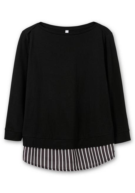 sheego 2-in-1-Langarmshirt mit Ansatz aus Blusenstoff - schwarz sheego Günstig kaufen