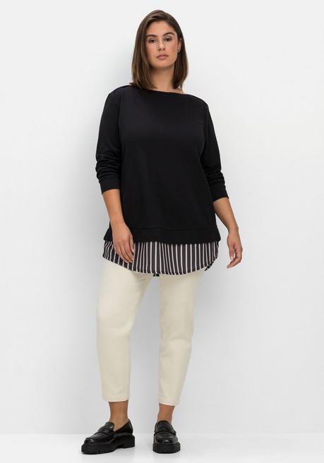 sheego 2-in-1-Langarmshirt mit Ansatz aus Blusenstoff - schwarz sheego Günstig kaufen