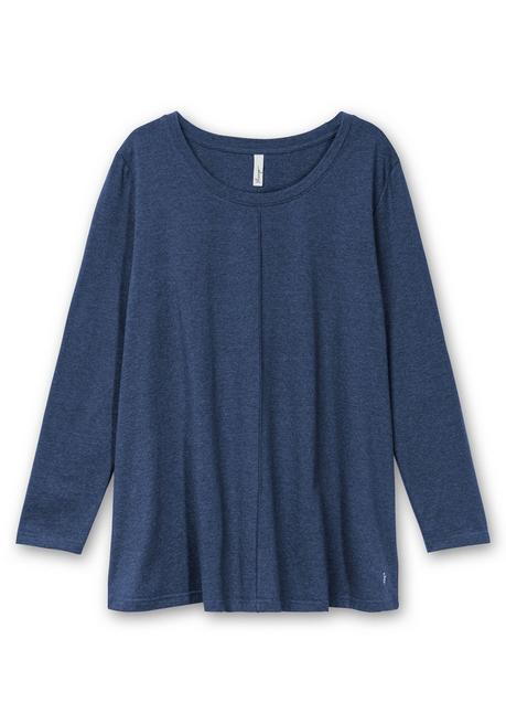 sheego Fein meliertes Langarmshirt in A-Linie, mit Rundhals - nachtblau meliert sheego Online Shopping