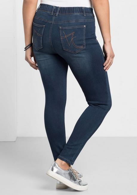 sheego Jeggings in Power-Stretch-Qualität, mit Schlupfbund - dark blue Denim sheego Exklusivangebot