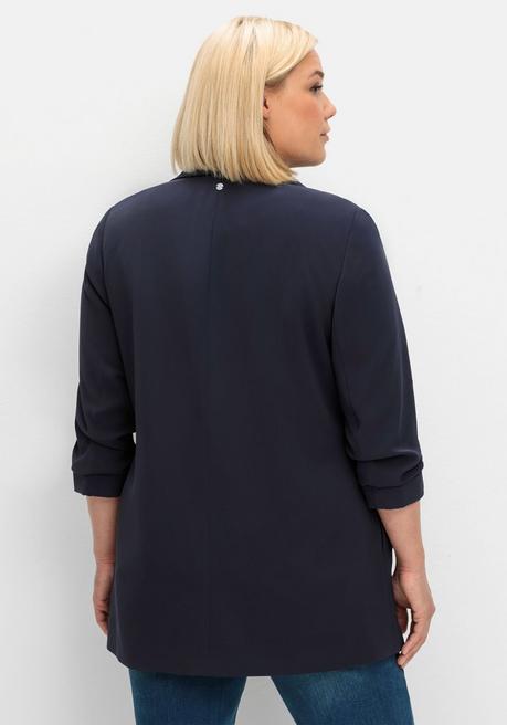 sheego Langer Blazer mit Schalkragen und gerafftem 3/4-Arm - tiefblau sheego Preisnachlass