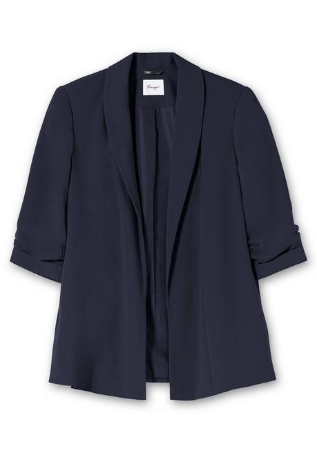 sheego Langer Blazer mit Schalkragen und gerafftem 3/4-Arm - tiefblau sheego Preisnachlass