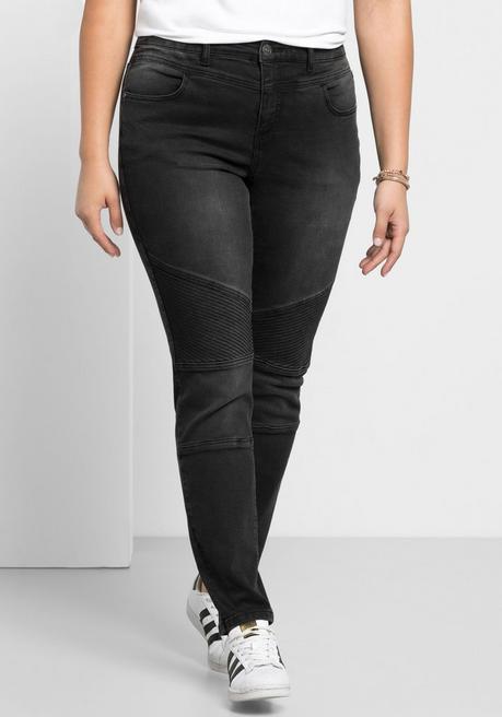 sheego Skinny Power-Stretch-Jeans im Biker-Look - black Denim sheego Black Friday