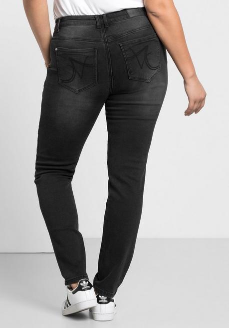 sheego Skinny Power-Stretch-Jeans im Biker-Look - black Denim sheego Black Friday