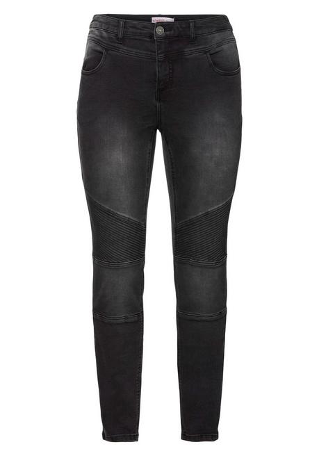sheego Skinny Power-Stretch-Jeans im Biker-Look - black Denim sheego Black Friday