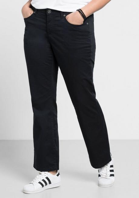 sheego Bootcut-Hose aus elastischem Baumwoll-Twill - schwarz sheego Cyber Monday