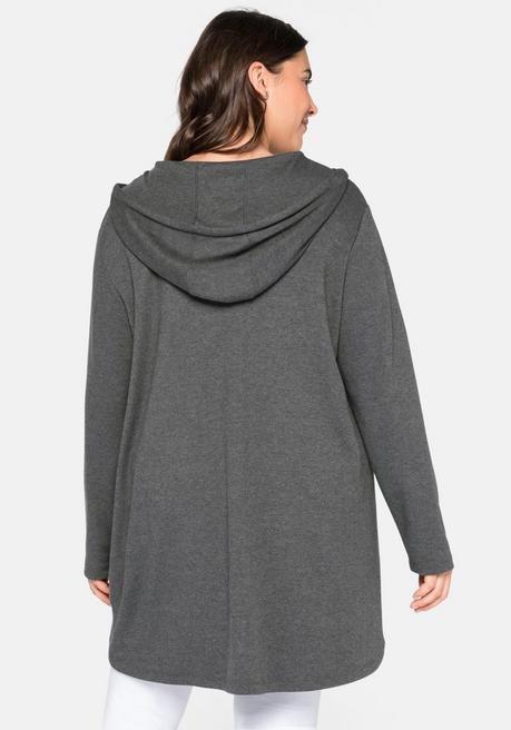 sheego Longshirt mit Kängurutasche, im Vokuhila-Schnitt - grau meliert sheego Muttertagsangebot