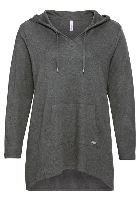 sheego Longshirt mit Kängurutasche, im Vokuhila-Schnitt - grau meliert sheego Muttertagsangebot