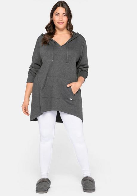 sheego Longshirt mit Kängurutasche, im Vokuhila-Schnitt - grau meliert sheego Muttertagsangebot