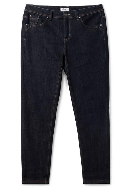 sheego Schmale Jeans mit Kontrastnähten - blue black Denim sheego Vatertagsangebot