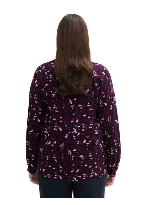 TOM TAILOR Plus Bluse mit V-Schlitz und Alloverprint - beere gemustert sheego Valentinstagsangebot