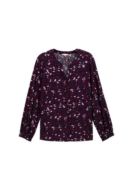 TOM TAILOR Plus Bluse mit V-Schlitz und Alloverprint - beere gemustert sheego Valentinstagsangebot