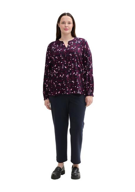 TOM TAILOR Plus Bluse mit V-Schlitz und Alloverprint - beere gemustert sheego Valentinstagsangebot