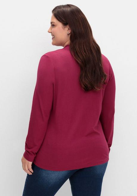 sheego Langarmshirt mit V-Ausschnitt, vorn doppellagig - beere sheego Neueste Mode
