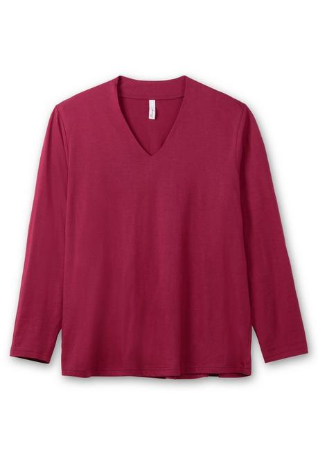 sheego Langarmshirt mit V-Ausschnitt, vorn doppellagig - beere sheego Neueste Mode