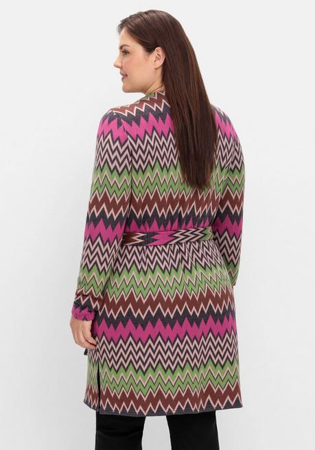 sheego by Joe Browns Lange Strickjacke im Zickzack-Jacquardmuster - beere gemustert sheego Zeitlich begrenztes Angebot