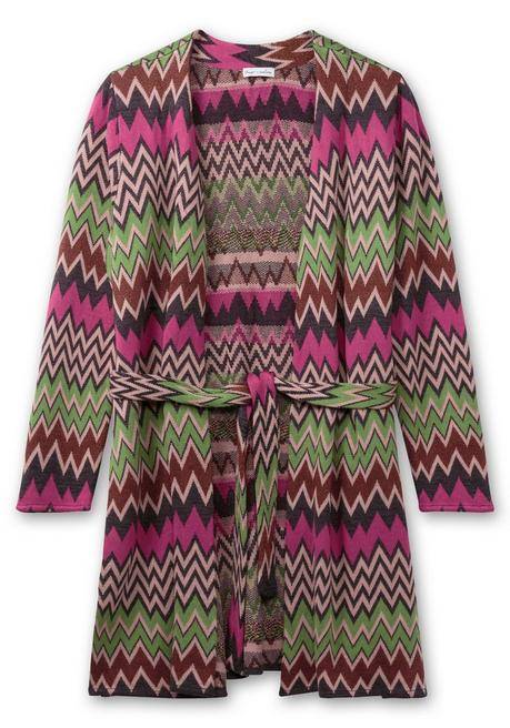 sheego by Joe Browns Lange Strickjacke im Zickzack-Jacquardmuster - beere gemustert sheego Zeitlich begrenztes Angebot