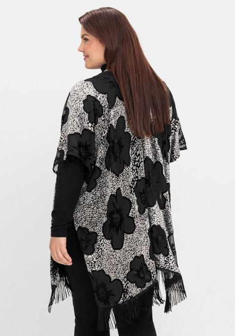 sheego by Joe Browns Cape im Kimonostil mit Samt- und Ausbrennerdetails - schwarz-silberfarben sheego Neuheiten